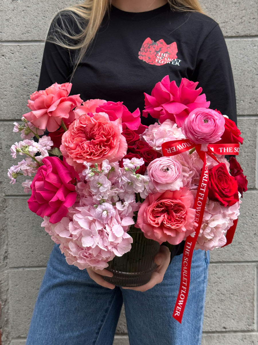 Vase - Garden Romance - rose, ranunculus, hydrangea