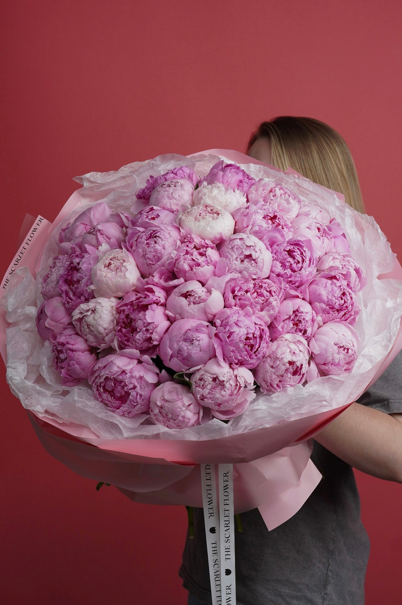 Bouquet Pecher - pink peonies