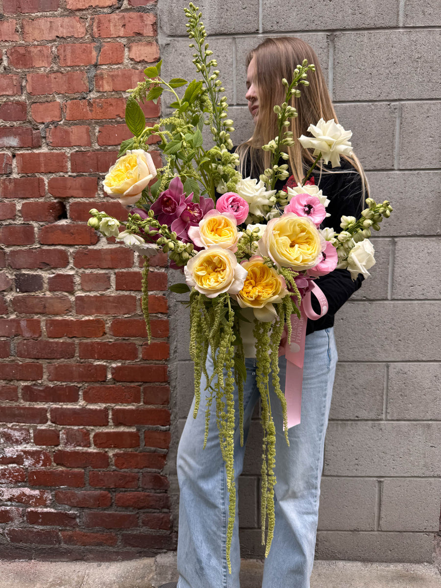 Vase - Butter Ode - Cymbidium, amaranth, roses