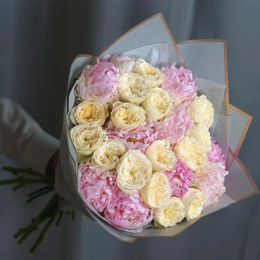 Angel's Bloom - Peonies & Garden Roses Fresh Cut Bouquet