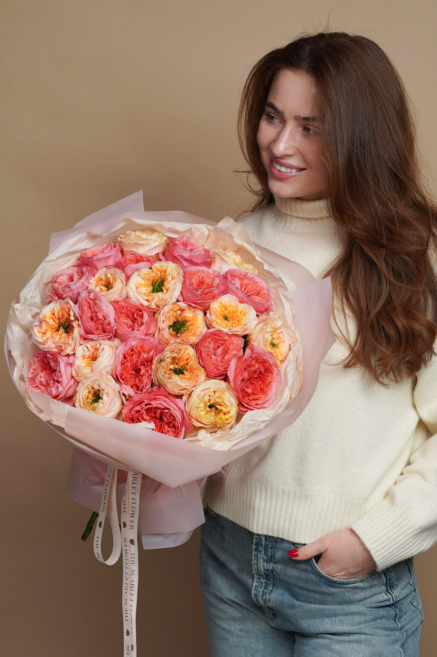 Bouquet - Apricot - peony garden roses