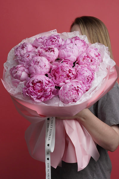 Bouquet Pecher - pink peonies