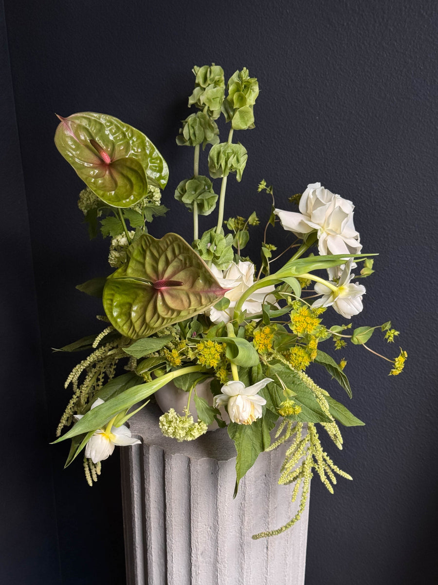 Vase - Green Ode - Anthurium, amaranth, roses