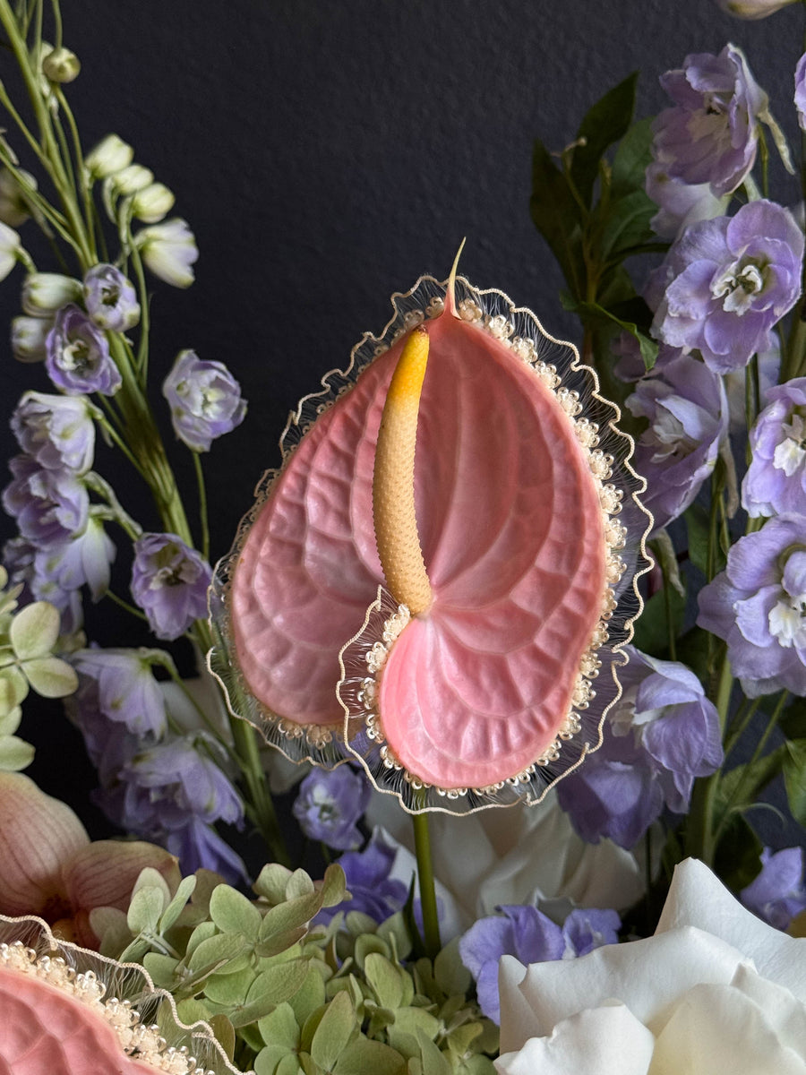 Vase - Pastel Ode - Anthurium, amaranth, delphinium