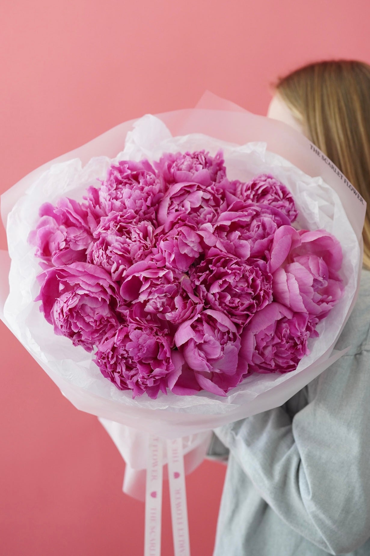 Bouquet Bright Love - pink peonies