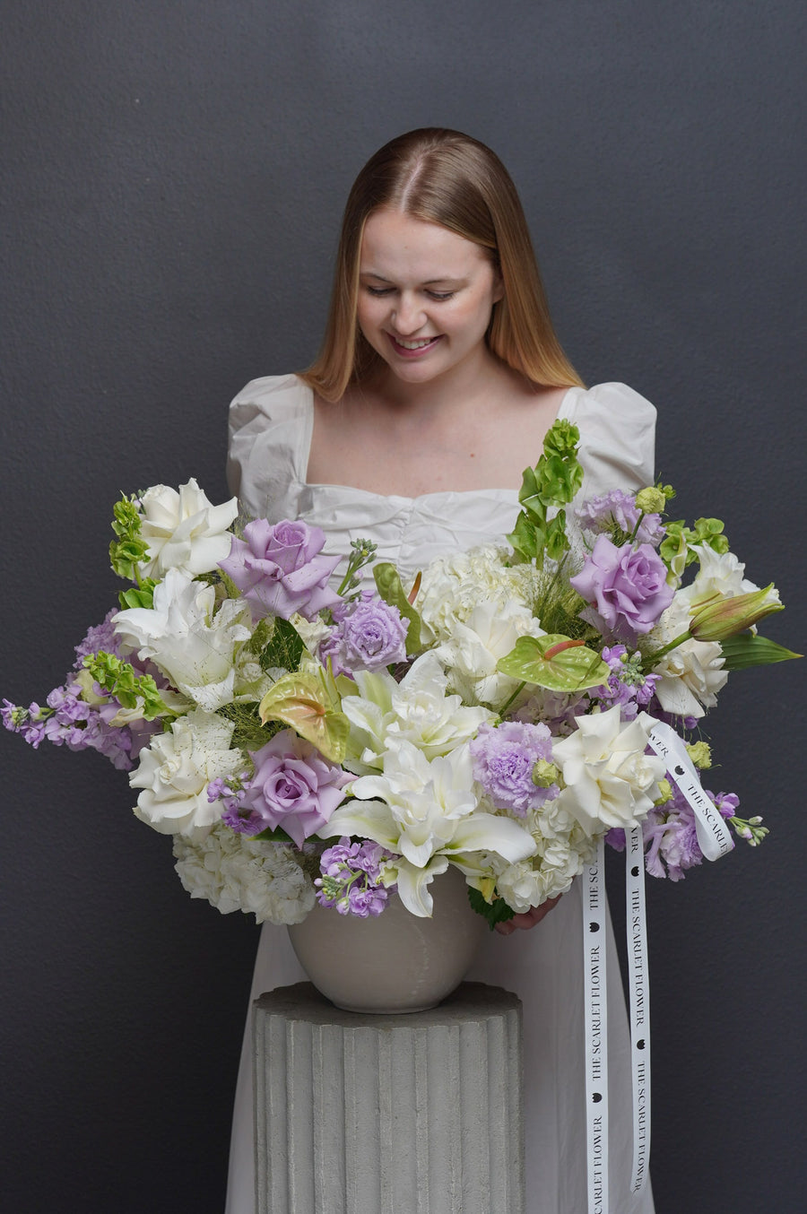 Vase - Cantata - roses, lilies, anthuriums