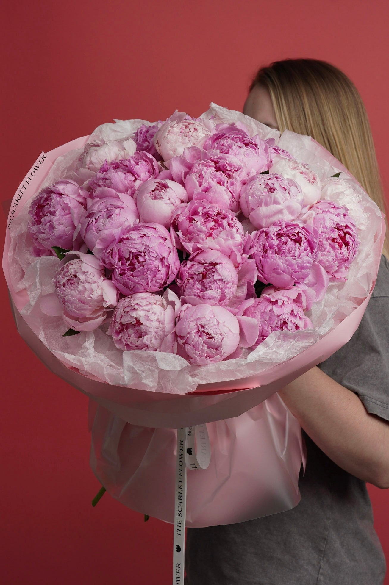 Bouquet Pecher - pink peonies