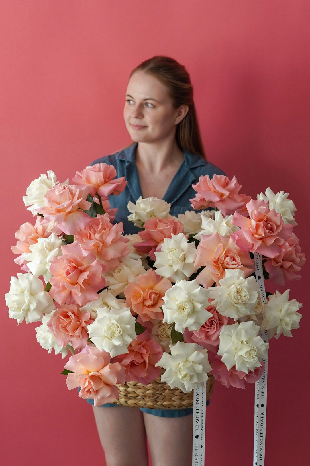 Basket - Peachy - French Roses