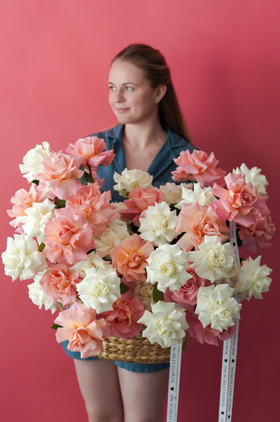 Basket - Peachy - French Roses