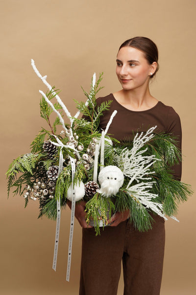 Vase - Winter Owl - Christmas Arrangement