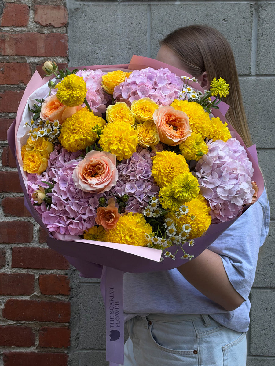 Bouquet - Lavender Lemonade - roses, hydrangeas