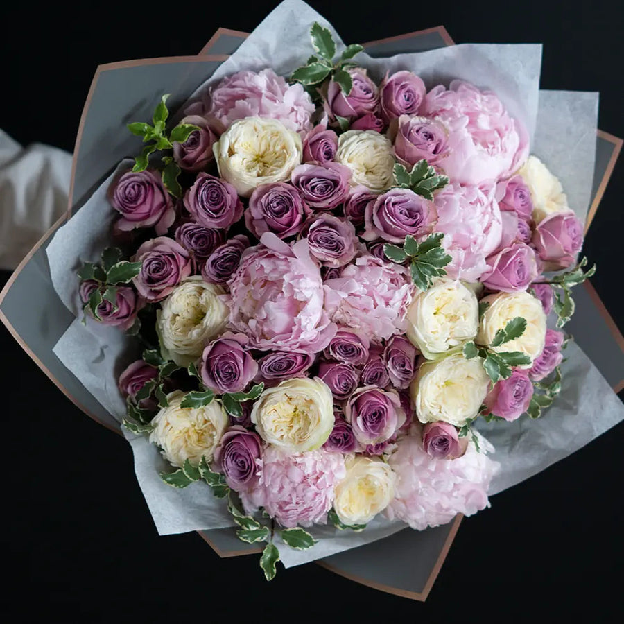 Bouquet Gracefulness - peonies, garden roses, spray roses
