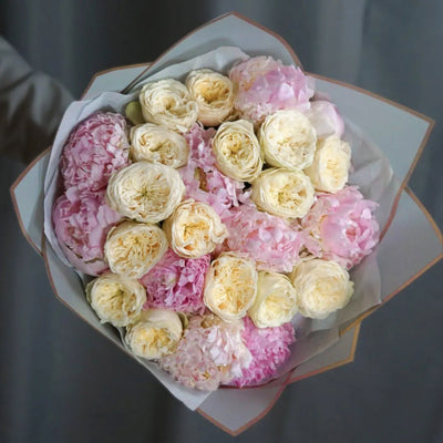 Angel's Bloom - Peonies & Garden Roses Fresh Cut Bouquet