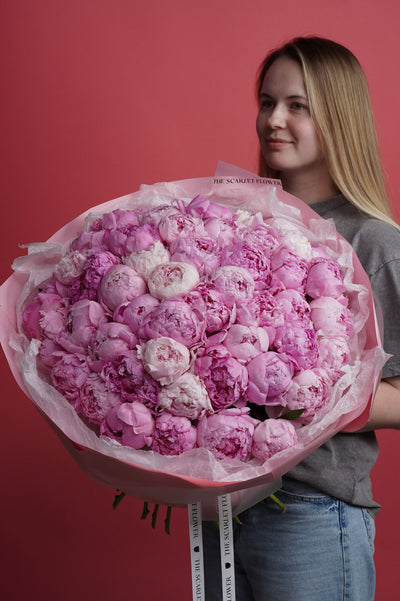 Bouquet Pecher - pink peonies