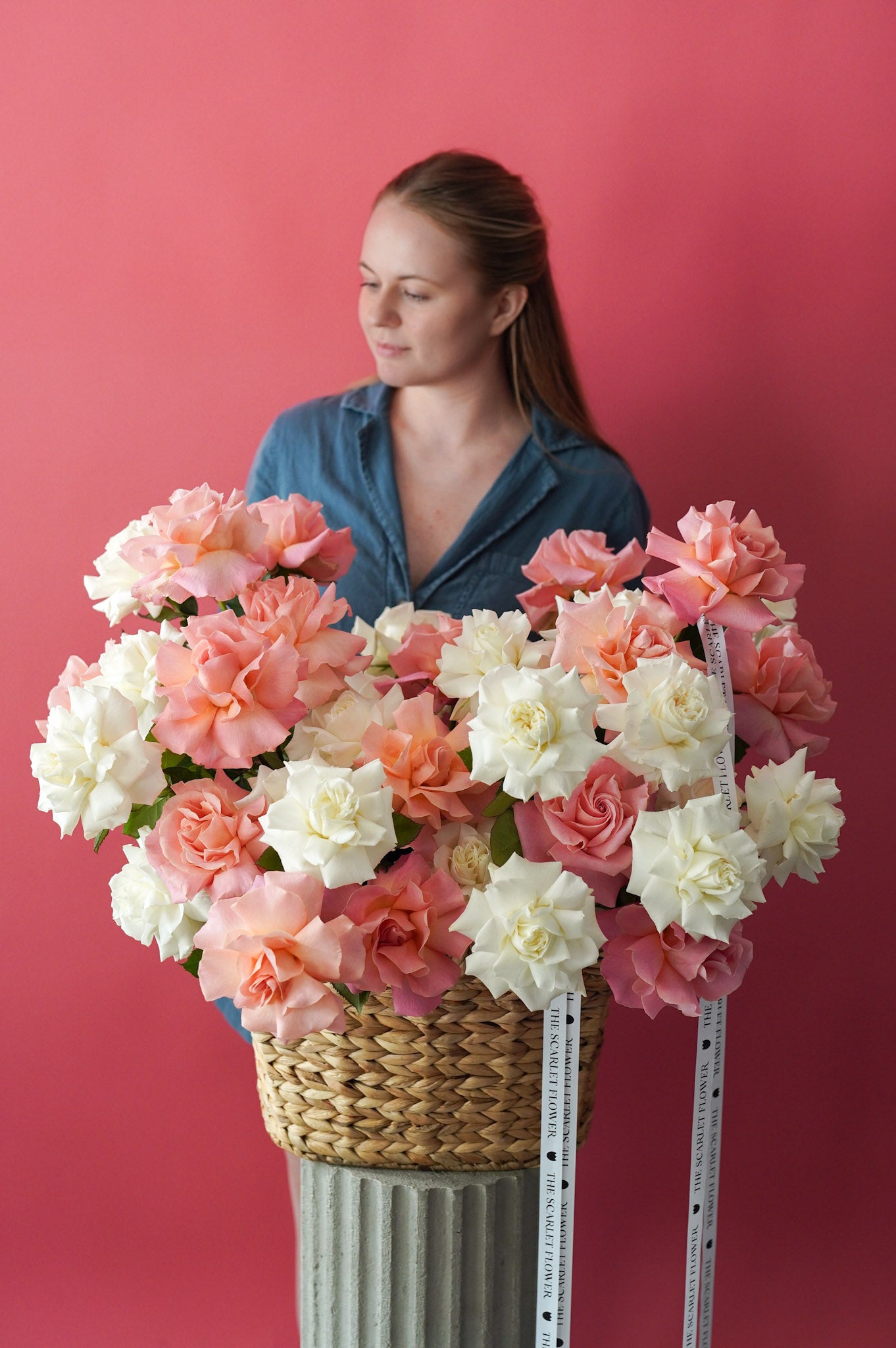 Basket - Peachy - French Roses