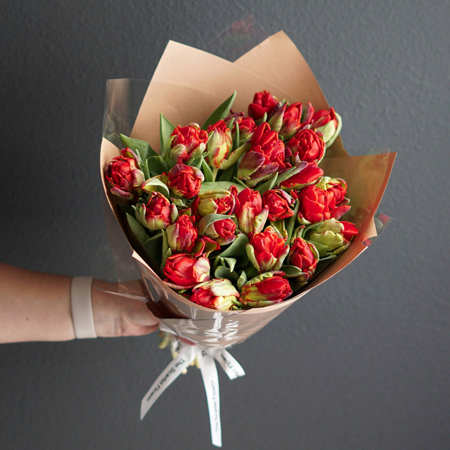 Bouquet Double Love - red tulips