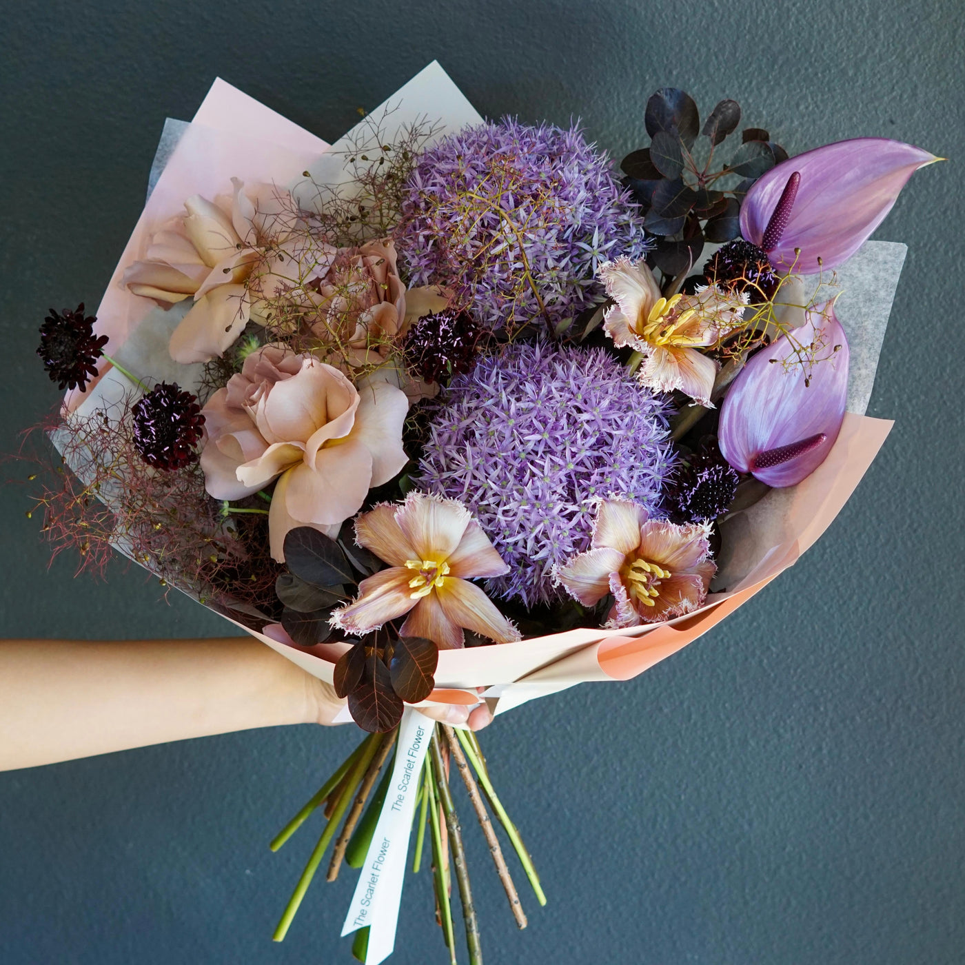 anthurium bouquet nilo Bouquet Plum and Peach